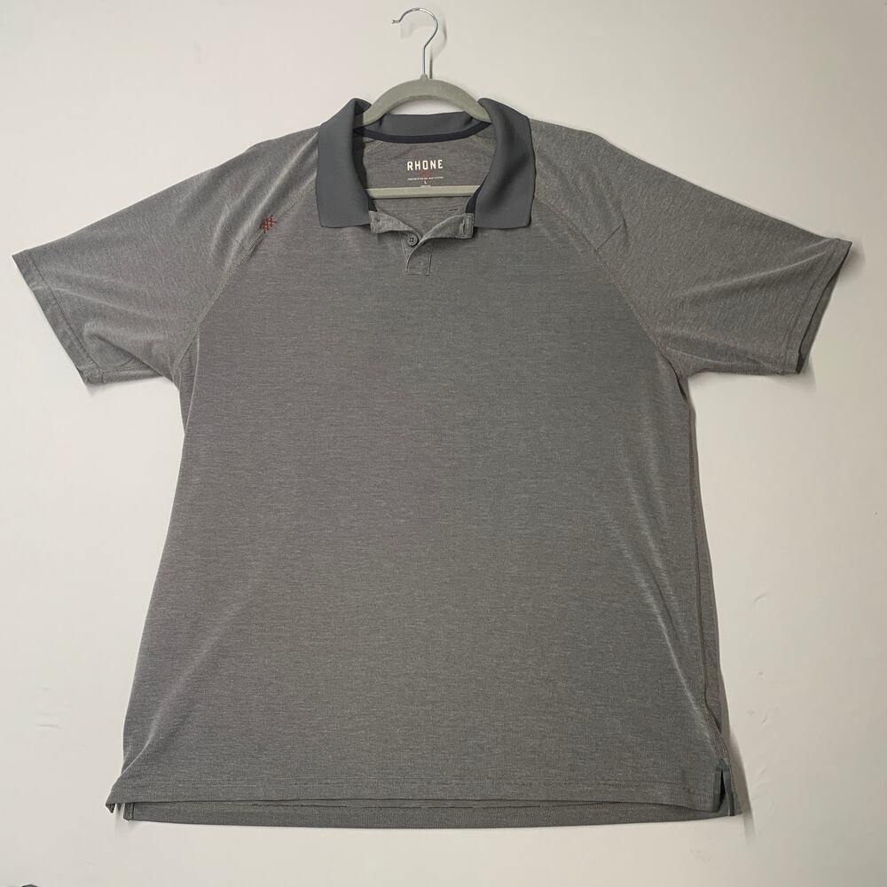 Rhone Polo Shirt Men Large Gray Commuter Short Sleeve Collar Performance